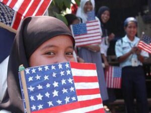 muslim girl american flag